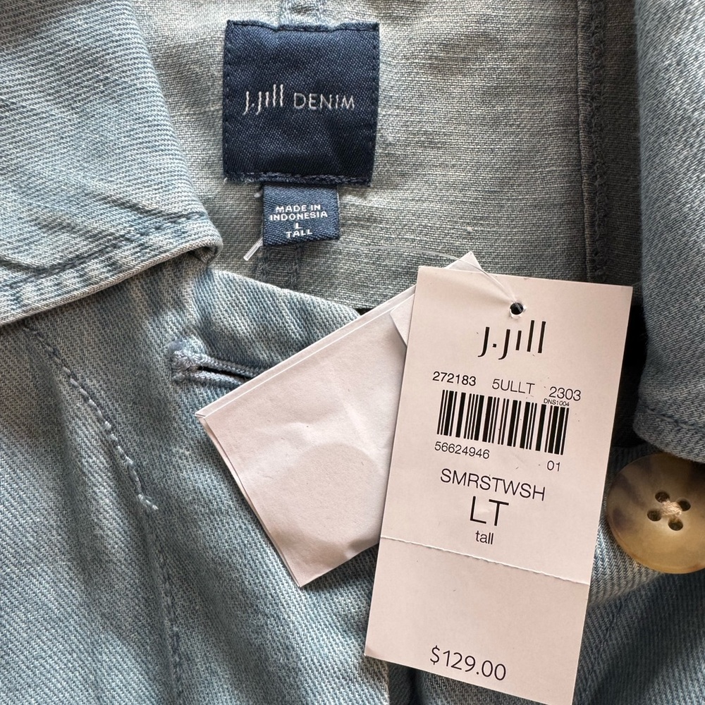 NWT J. Jill Blue Denim Button Front Duster Jacket Somerset Wash size Large Tall - Picture 8 of 15
